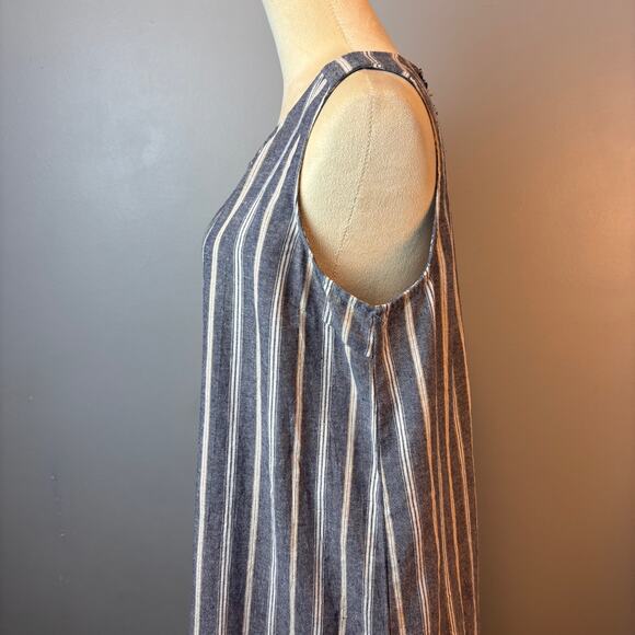 Mystree Sleeveless Striped Dress Exposed Zipper Womens Size M Chambray Blue - Picture 5 of 7